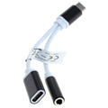 OTB 2-i-1 USB-C / 3.5mm Oplader & Audio Adapter - Hvid