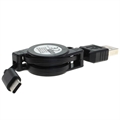 OTB USB-A 2.0 / USB-C Rulbart Datakabel - 70cm - Sort