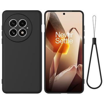 OnePlus 13 Flydende silikone cover med håndrem - sort