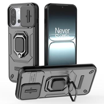 OnePlus 13T/13s Roterende Ring Hybrid Cover med Kameraskjold - Sort