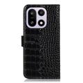 OnePlus 15 Crocodile Series Læderpung med RFID - Sort