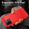 OnePlus 15T Børstet TPU Cover - Karbonfiber - rød