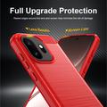 OnePlus 15T Børstet TPU Cover - Karbonfiber - rød