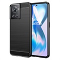 OnePlus Ace/10R Børstet TPU Cover - Karbonfiber - Sort