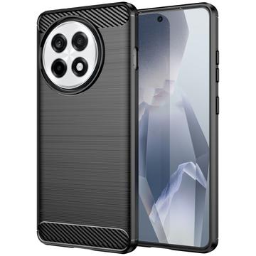 OnePlus Ace 5/5 Pro/13R Børstet TPU Cover - Karbonfiber - Sort
