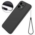 OnePlus N6 Flydende silikone cover med håndrem - Sort