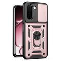 OnePlus N6x Roterende Ring Hybrid Cover med Kameraskjold - Rødguld