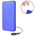 OnePlus Nord 2 5G Flip Cover - Karbonfiber - Blå