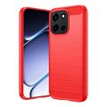OnePlus Nord 6/Turbo 6/6V Børstet TPU Cover - Karbonfiber - rød