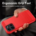 OnePlus Nord 6/Turbo 6/6V Børstet TPU Cover - Karbonfiber - rød
