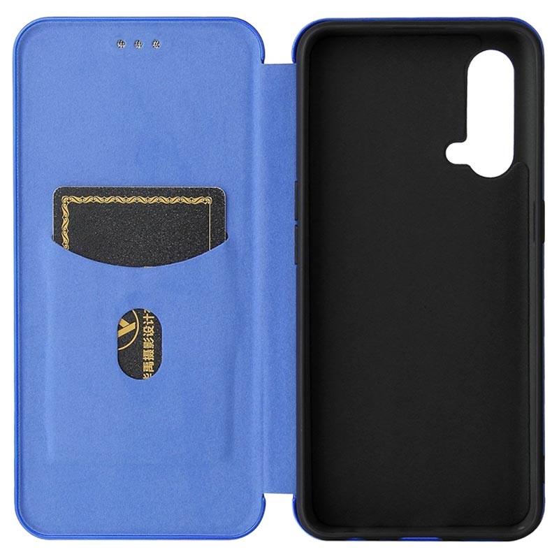 OnePlus Nord CE 5G Flip Cover Karbonfiber Blå