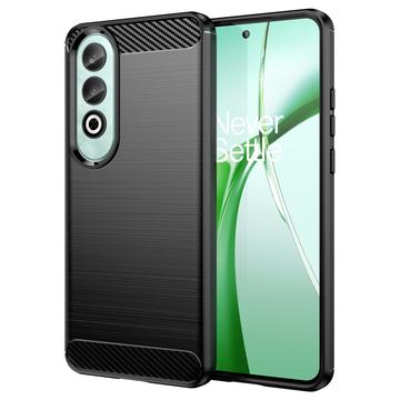 OnePlus Nord CE4 Børstet TPU Cover - Karbonfiber - Sort
