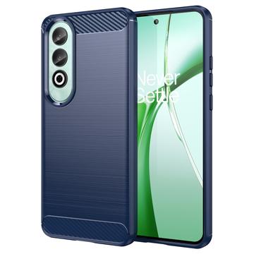 OnePlus Nord CE4 Børstet TPU Cover - Karbonfiber - Blå