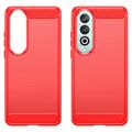OnePlus Nord CE4 Børstet TPU Cover - Karbonfiber - Rød