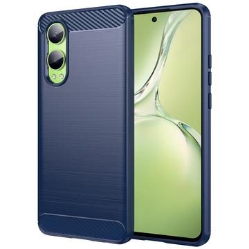OnePlus Nord CE4 Lite/Oppo K12x Børstet TPU Cover - Karbonfiber - Blå
