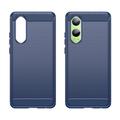 OnePlus Nord CE4 Lite/Oppo K12x Børstet TPU Cover - Karbonfiber - Blå