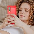 OnePlus Nord CE4 Lite/Oppo K12x Børstet TPU Cover - Karbonfiber - Rød