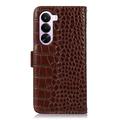 OnePlus Nord CE6 Lite/Realme P4x Crocodile Series Læderpung med RFID - Brun