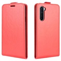 OnePlus Nord Vertikal Flip Taske med Kortholder - Rød
