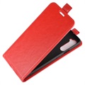 OnePlus Nord Vertikal Flip Taske med Kortholder - Rød
