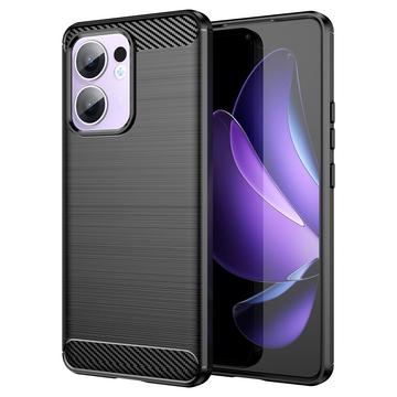Oppo Reno13 F Børstet TPU Cover - Karbonfiber - Sort