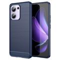 Oppo Reno13 F Børstet TPU Cover - Karbonfiber - Blå