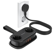 Orico AP3 5-i-1 20W stikdåse - 2x vekselstrøm, 2x USB-A, USB-C PD - Sort