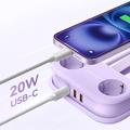 Orico AP3 5-i-1 20W stikdåse - 2x vekselstrøm, 2x USB-A, USB-C PD - Lilla