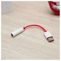OnePlus USB-C / 3.5mm Kabel Adapter - Rød / Hvid