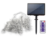 Udendørs LED Lyskæde med SOLCELLER - Med remote & timer - 300 LED lys / 10m - Varm hvid