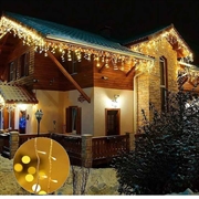 Udendørs LED Lyskæde med SOLCELLER - Med remote & timer - 300 LED lys / 10m - Varm hvid