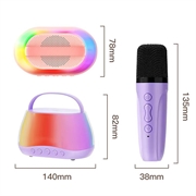 P13 Bærbar 5W Bluetooth-højttaler med 2 trådløse mikrofoner og RGB - Lilla