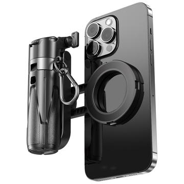 P15-C 2-i-1 magnetisk selfie-stang og stativ med RGB-lys - sort