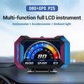 P25 multifunktionel HUD til biler med OBD2 og GPS samt LCD-skærm og hastighedsmåler