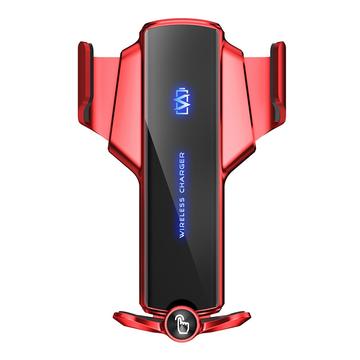 P9 Elektrisk låsning af bilens luftudtag Telefonholder 15W trådløs oplader Universal mobiltelefonbeslag - rød