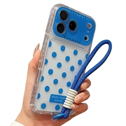 iPhone 17 Pro Max PC / TPU Cover med linsefilm og rem - Polka Dot - Blå