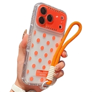 iPhone 17 Pro Max PC / TPU Cover med linsefilm og rem - Polka Dot - Orange