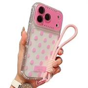 iPhone 17 Pro Max PC / TPU Cover med linsefilm og rem - Polka Dot - Pink