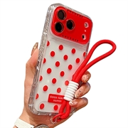 iPhone 17 Pro PC / TPU Cover med linsefilm og rem - Polka Dot - Rød