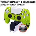 PS5 DualSense-controller-silikoneetui med 2 joystick-hætter - grøn