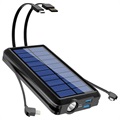 Psooo PS-158 Trådløs Solcelle Powerbank med Lommelygte - 10000mAh - Sort