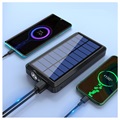 PsoooPS-158 Trådløs Solcelle Powerbank med Lommelygte - 10000mAh - Sort