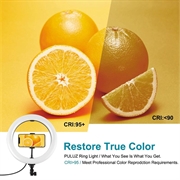 PULUZ 10.2" 26cm ringbuet lys + skrivebordsarmstativ USB 3 tilstande dæmpbar dobbelt farvetemperatur LED Vlogging Selfie Photography Videolys med telefonklemme