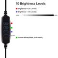 PULUZ 10.2" 26cm ringbuet lys + skrivebordsarmstativ USB 3 tilstande dæmpbar dobbelt farvetemperatur LED Vlogging Selfie Photography Videolys med telefonklemme