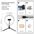 PULUZ 10" 26cm Marquee LED RGBWW Light + Desktop Tripod Mount 168 LED Dual-color Temperature Dimmable Ring Lights with Tripod & Remote Control & Phone Clamp