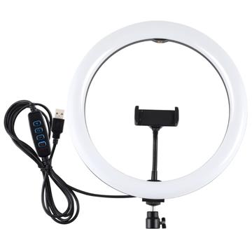 PULUZ 11.8" 30cm ringlys med dæmpning Fotografering Video Fill Light Telefonclip Dual Modes - Sort
