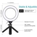PULUZ PKT3059B 6.2" 16cm USB 3 tilstande dæmpbar Vlogging fotografering video LED ringlys + stativmonteringssæt