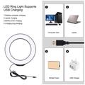 PULUZ PKT3059B 6.2" 16cm USB 3 tilstande dæmpbar Vlogging fotografering video LED ringlys + stativmonteringssæt