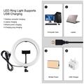 PULUZ PKT3066B 10.2" LED Selfie-ringlys til mobiltelefon Klemstativ Stativ til YouTube Blogger Videooptagelse