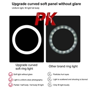 PULUZ PKT3069B 1.1m stativmontering + 10.2" 26cm dæmpbar USB LED-ringlys med dobbelt farvetemperatur Selfie-fotografering Video Fill Light med telefonklemme og selfie-fjernbetjening